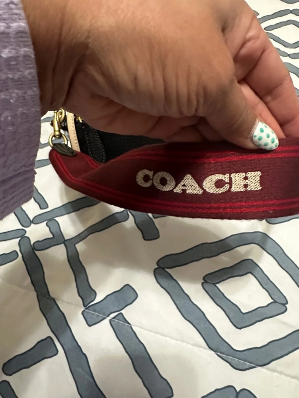 COACH Black Mini Barrel Bag with Red Strap and Cream Trim - Picture 5 of 7
